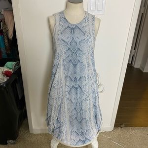 Silence + Noise blue snake skin print dress
